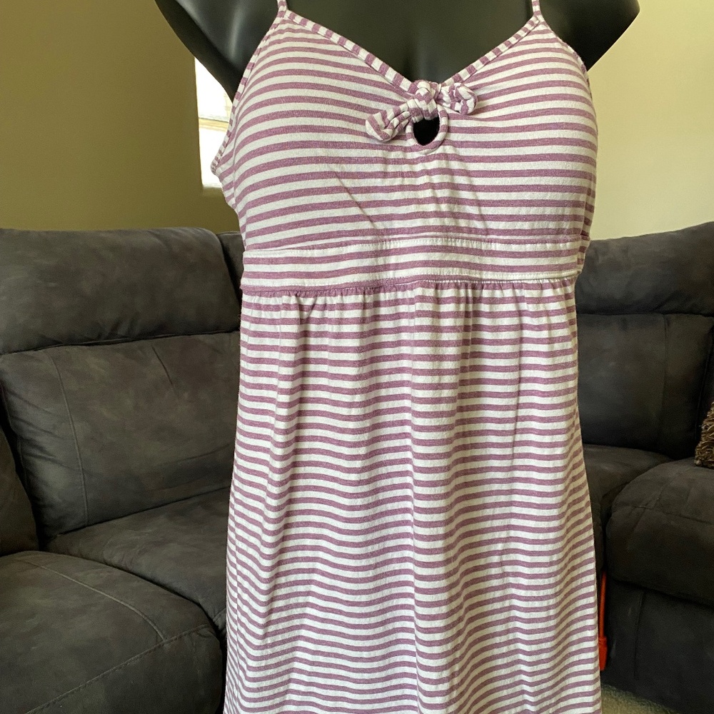 Summer Striped Mini Dress w/ Built-in Bra patio outfit Lavendar & White Size XXL